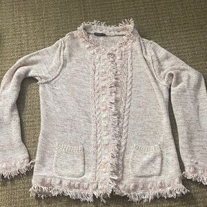J. McLaughlin Light Pink Fringe Cardigan